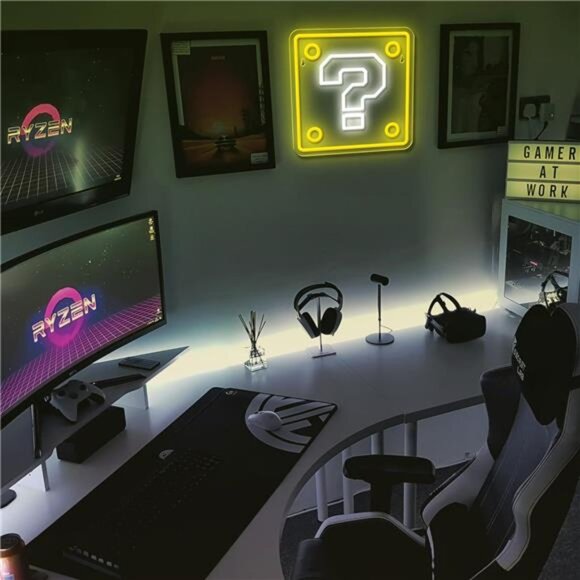 Super Mario Bros LED Question Block Neon Sign Light Game Room Nintendo NES New - Picture 6 of 8